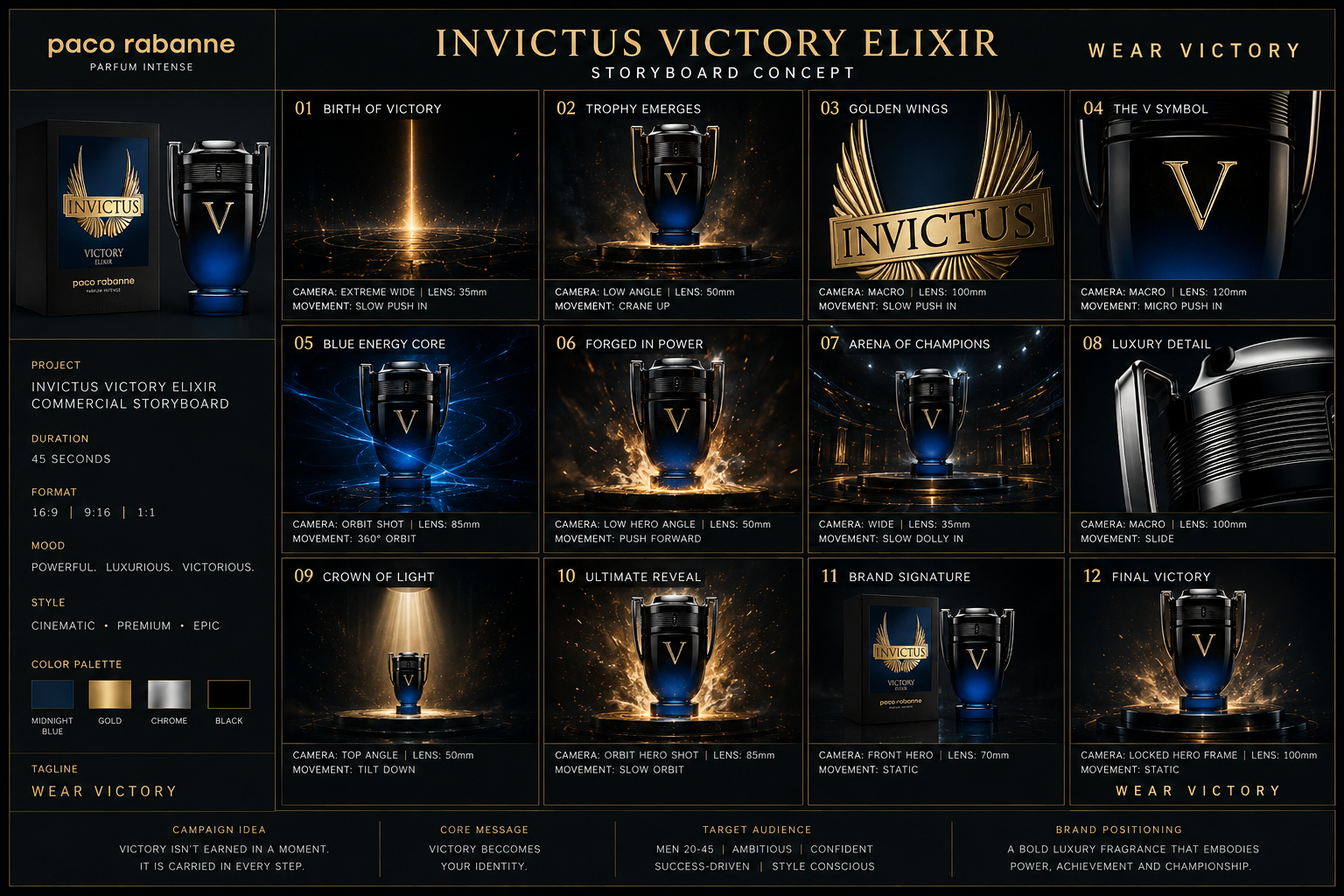 Invictus Victory Elixir commercial storyboard concept