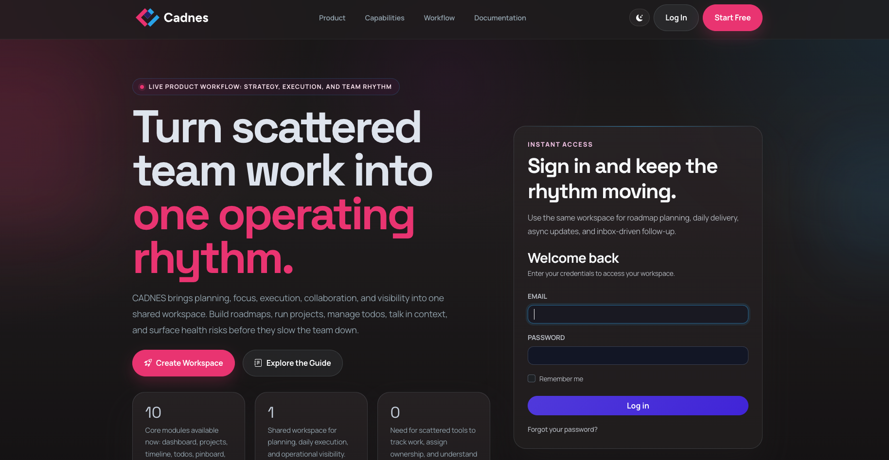 Cadnes platform website screenshot
